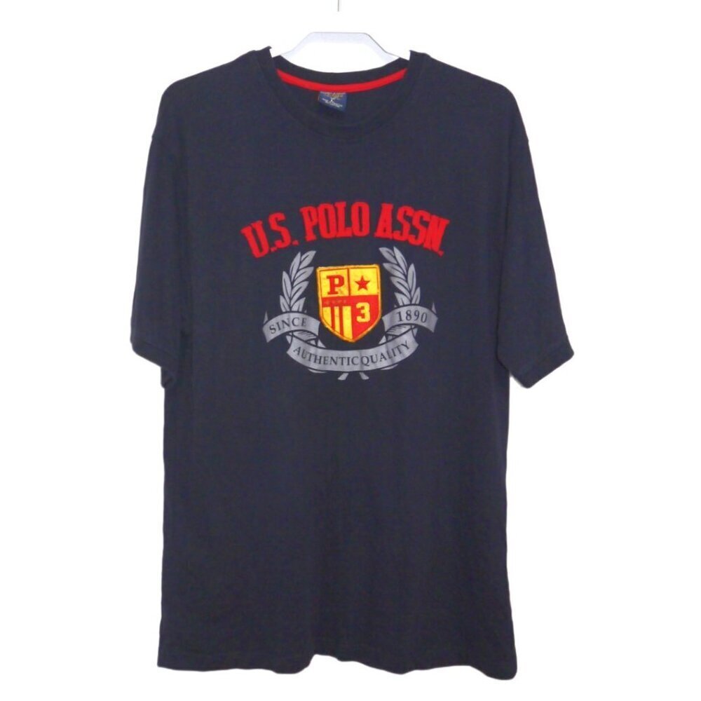 U.S. POLO ASSN dark blue 100% heavier weight cotton T Shirt men's size L - Picture 1 of 5